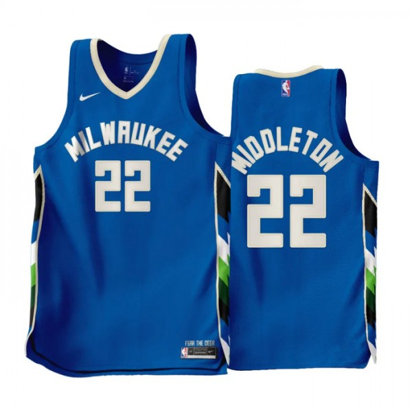Milwaukee Bucks Trikot Khris Middleton 22 Nike 2022-23 City Edition Blau Swingman - Herren Milwaukee Bucks Trikot Khris Middleton 22 Nike 2022-23 City Edition Blau Swingman - Herren
